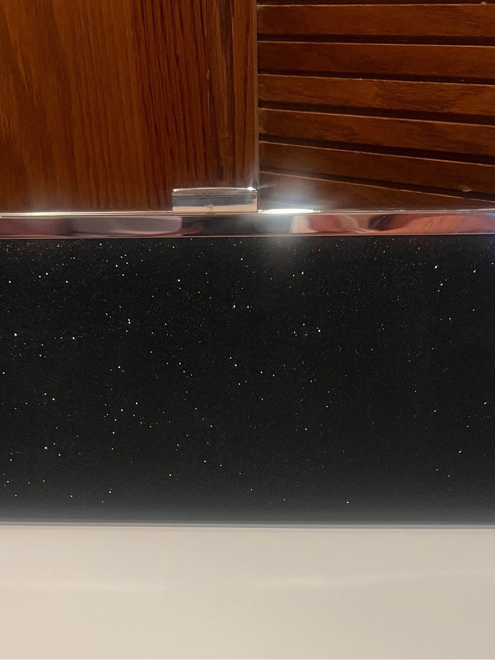 Black Glitter Clutch with Silver Trim